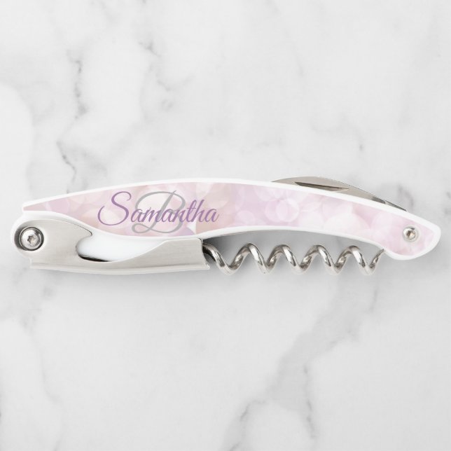 Fading Stylish Monogram Glitzer Waiter's Corkschra Kellnermesser (Vorderseite)