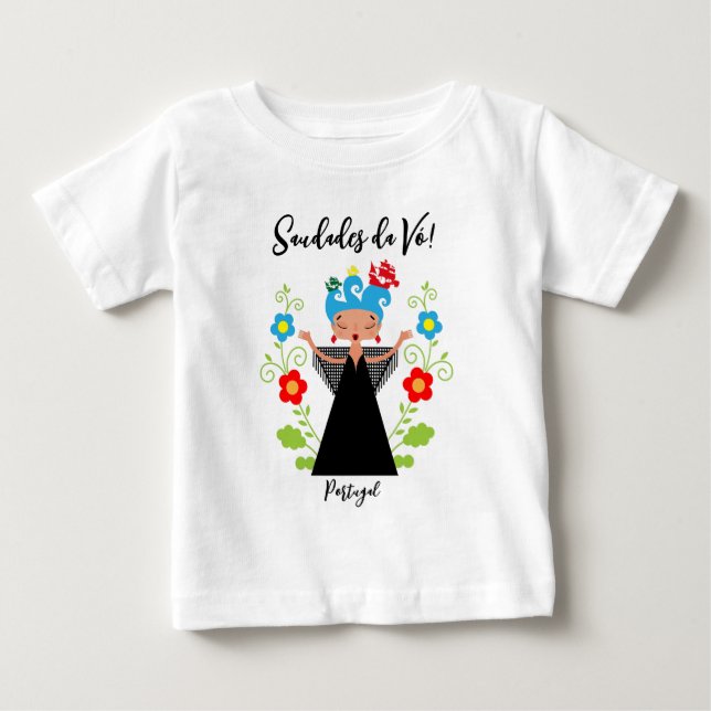 Fado-Sängerin mit portugiesischen Karawanenschiffe Baby T-shirt (Vorderseite)
