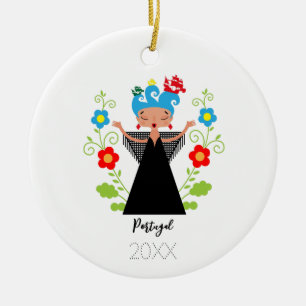 Fado-Sängerin mit portugiesischen Karawanenschiffe Keramik Ornament