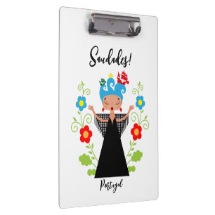 Fado-Sängerin mit portugiesischen Karawanenschiffe Klemmbrett