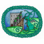 Faer Feld-Schloss-Fotoskulptur Fotoskulptur Magnet<br><div class="desc">Stände eines schützen keltische Drachen auf einem Hügel. Die angemessene Maid liegt im Schlossturm im Abstand.</div>