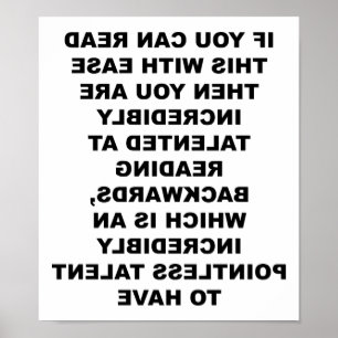 Fähigkeit Rückwärts Lesen Lustiges Poster