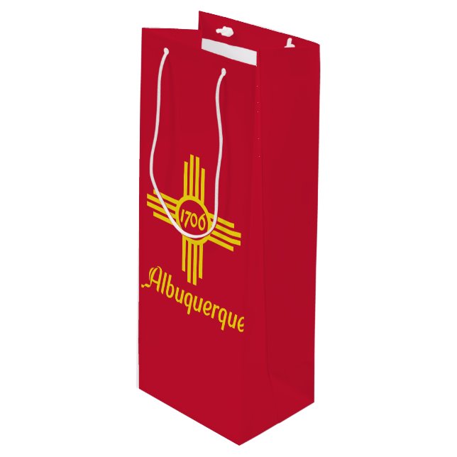 Fahne Albuquerque, New Mexico Wine Gift Bag Geschenktüte Für Weinflaschen (Vorderseite Schrägansicht)