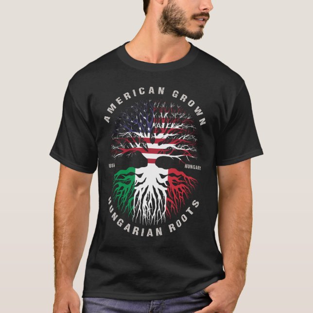Fahne "American Ground Ungarisch Roots Ungarn" T-Shirt (Vorderseite)