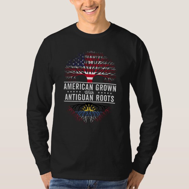 Fahne "American Grown Antiguan Roots" T-Shirt (Vorderseite)