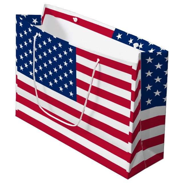 Fahne Amerika - Reisen Große Geschenktüte (Vorderseite Schrägansicht)