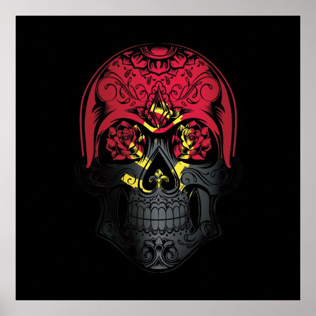 Fahne "Angola Skull and Rose" Poster (Vorne)