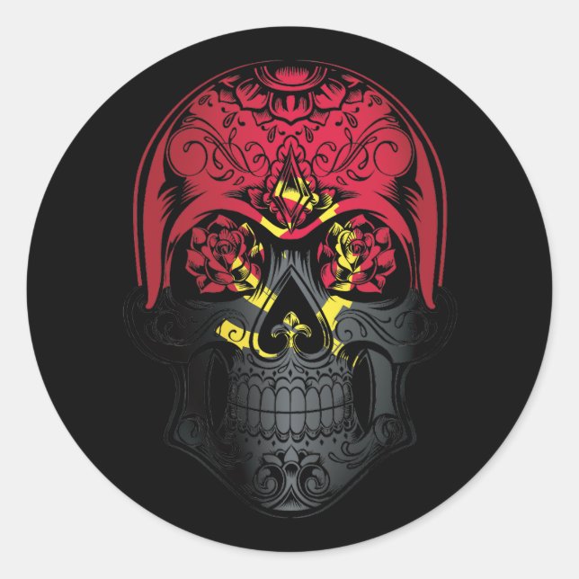 Fahne "Angola Skull and Rose" Runder Aufkleber (Vorderseite)