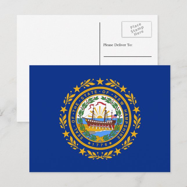 Fahne aus Granit, Flagge von New Hampshire Postkarte (Vorne/Hinten)