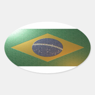 Fahne Brasiliens Metalizada Ovaler Aufkleber