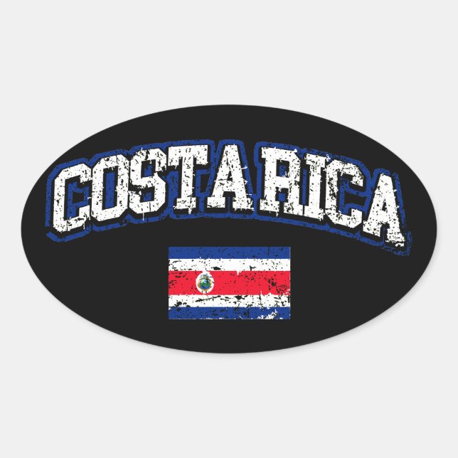 Fahne Costa Rica Ovaler Aufkleber (Vorderseite)
