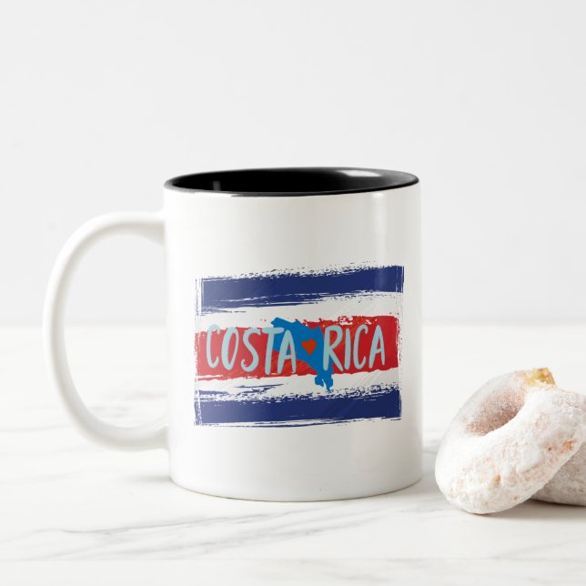 Fahne Costa Rica Zweifarbige Tasse (Mit Donut)