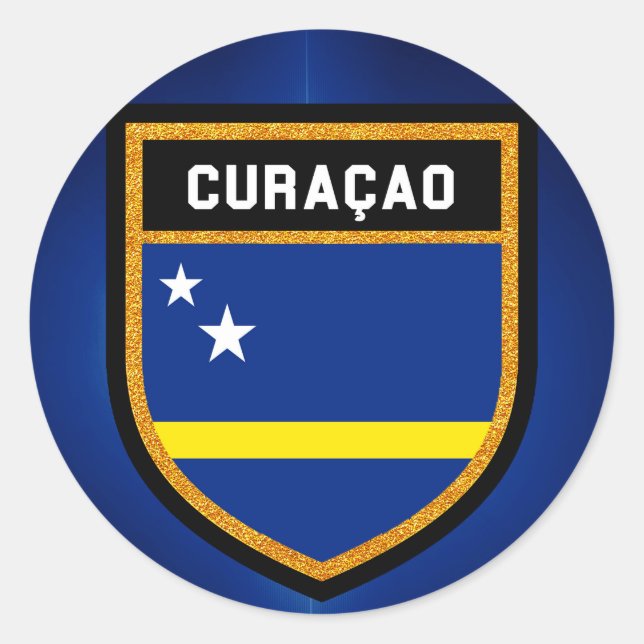 Fahne Curaçao Runder Aufkleber (Vorderseite)