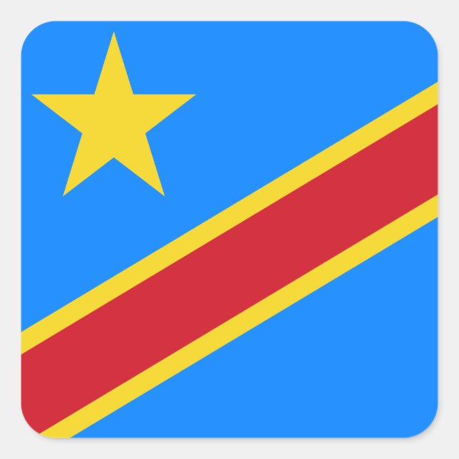 Fahne der Demokratischen Republik Kongo Quadratischer Aufkleber (Vorderseite)