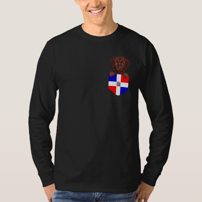 Fahne der Dominikanischen Republik mit Curry Coate T-Shirt (Vorderseite)