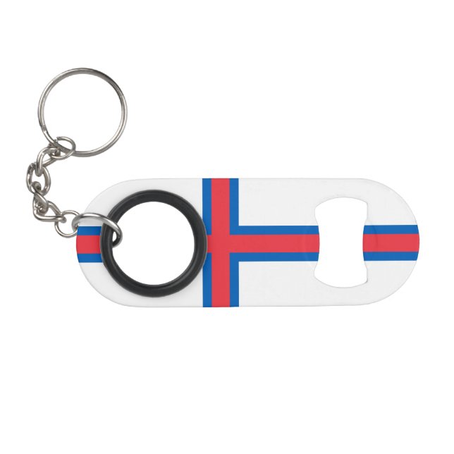Fahne der Färöer Mini Flaschenöffner (Vorderseite (Horizontal))