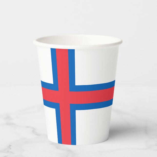 Fahne der Färöer Pappbecher (Vorderseite)