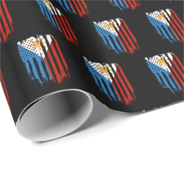 Fahne der Halb-Amerikaner Filipino Philippinen Geschenkpapier (Rolleneckpunkt)
