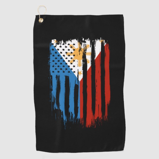 Fahne der Halb-Amerikaner Filipino Philippinen Golfhandtuch (Vorderseite)