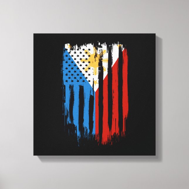Fahne der Halb-Amerikaner Filipino Philippinen Leinwanddruck (Vorderseite)