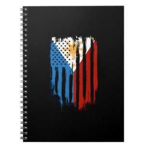 Fahne der Halb-Amerikaner Filipino Philippinen Notizblock