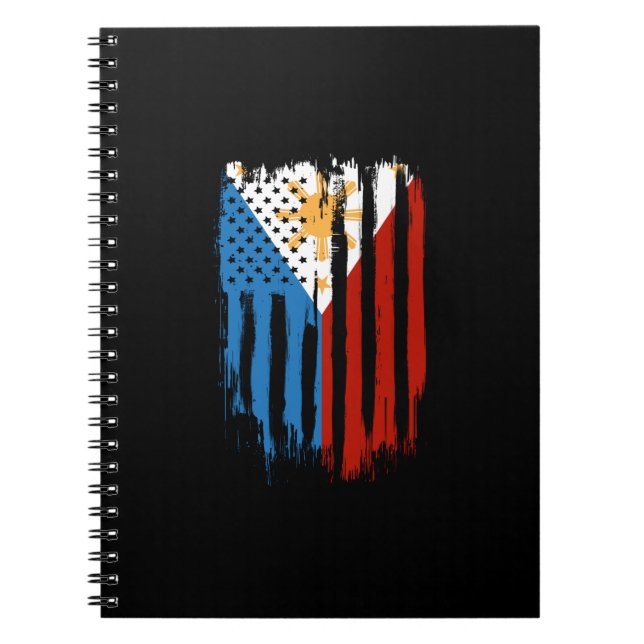 Fahne der Halb-Amerikaner Filipino Philippinen Notizblock (Vorderseite)