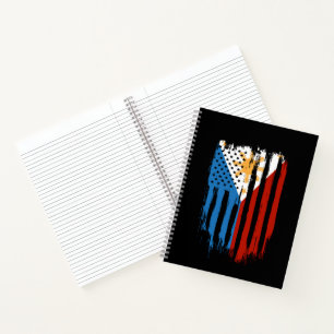 Fahne der Halb-Amerikaner Filipino Philippinen Notizbuch