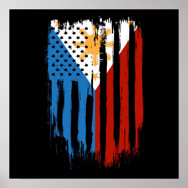 Fahne der Halb-Amerikaner Filipino Philippinen Poster (Vorne)