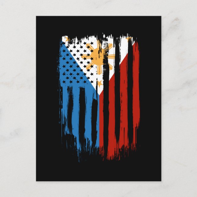 Fahne der Halb-Amerikaner Filipino Philippinen Postkarte (Vorderseite)