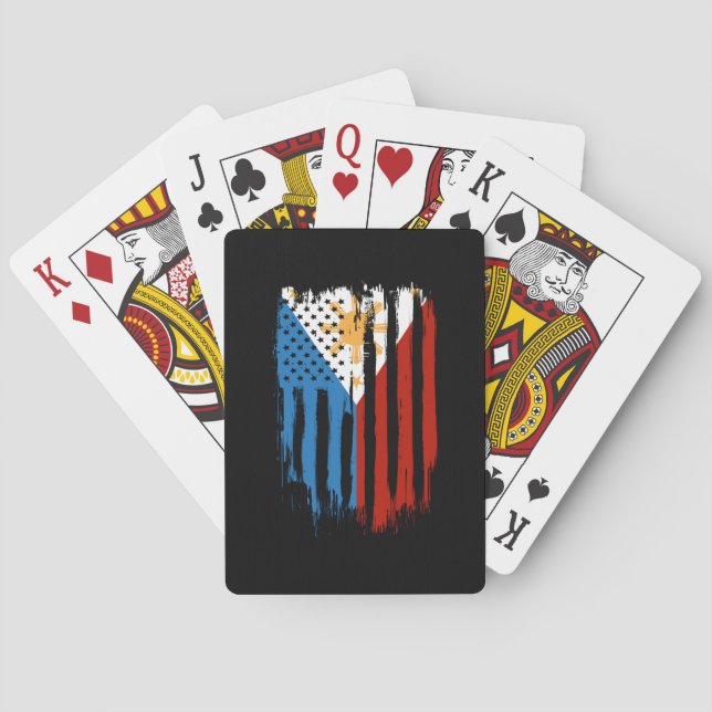 Fahne der Halb-Amerikaner Filipino Philippinen Spielkarten (Rückseite)