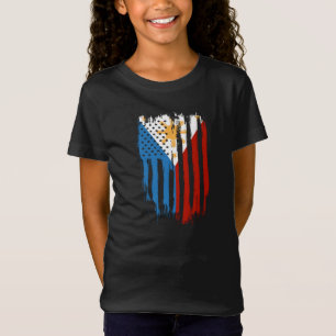 Fahne der Halb-Amerikaner Filipino Philippinen T-Shirt