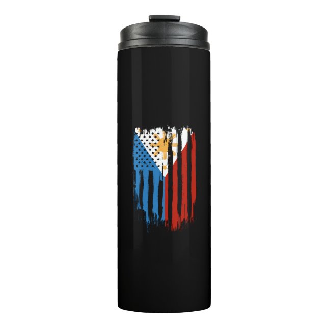 Fahne der Halb-Amerikaner Filipino Philippinen Thermosbecher (Vorderseite)