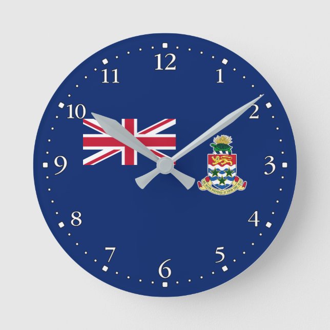 Fahne der Kaimaninseln Runde Wanduhr (Vorderseite)