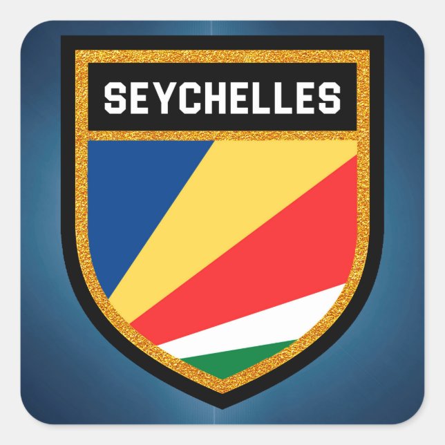 Fahne der Seychellen Quadratischer Aufkleber (Vorderseite)