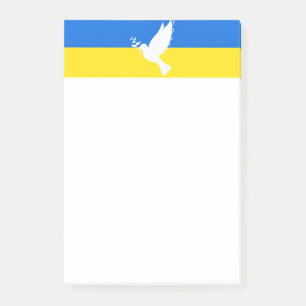 Fahne der Ukraine klebrige Noten Taube des Frieden Post-it Klebezettel