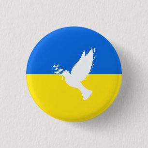 Fahne der Ukraine - Taube des Friedens - Freiheit Button