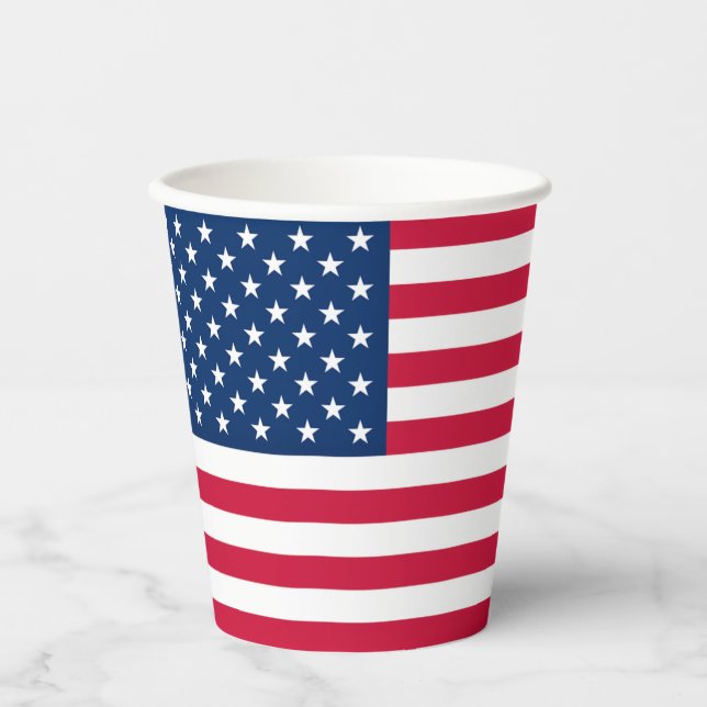 Fahne der USA-Papiersorten Pappbecher (Vorderseite)