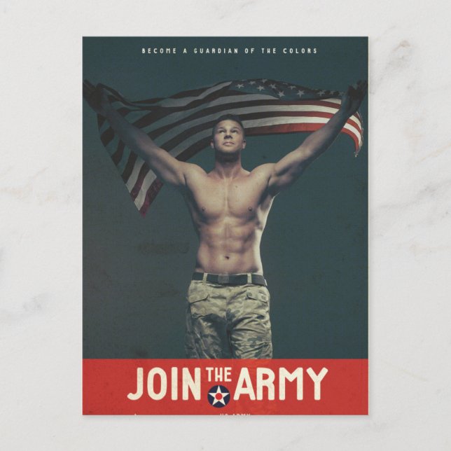 Fahne der Vintagen amerikanischen Armee Postkarte (Vorderseite)