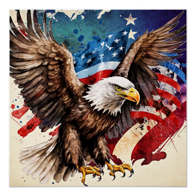 Fahne des amerikanischen Adlers Poster (Vorderseite)