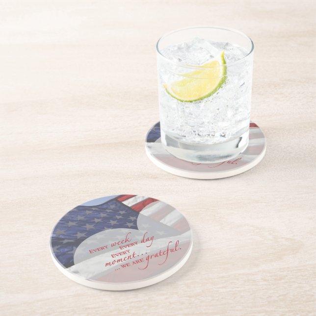 Fahne des patriotischen Herzens, militärische Aufw Getränkeuntersetzer (Seite)