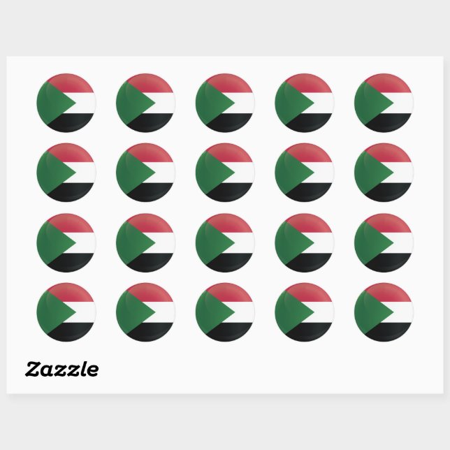 Fahne des Sudan-Round-Icon-Symbols Runder Aufkleber (Blatt)