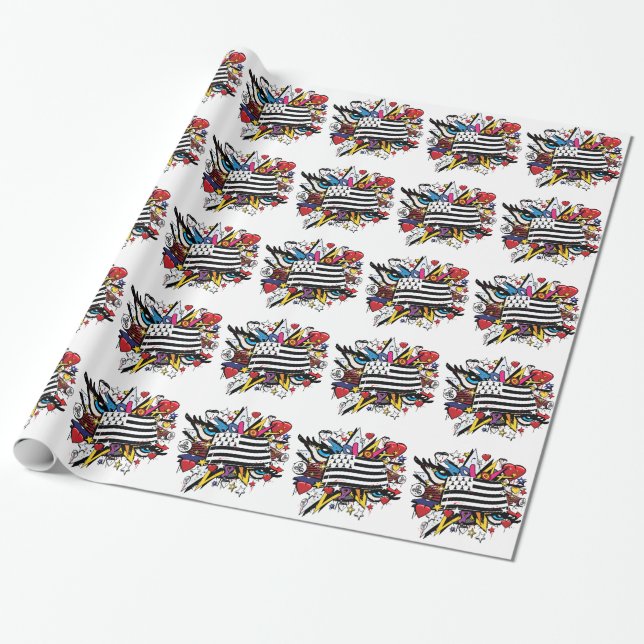 Fahne die Bretagne Breizh Wandmalerei Breton graff Geschenkpapier (Ungerollt)