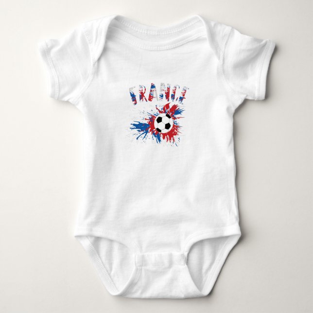 Fahne "France Soccer Ball Grunge" Baby Strampler (Vorderseite)