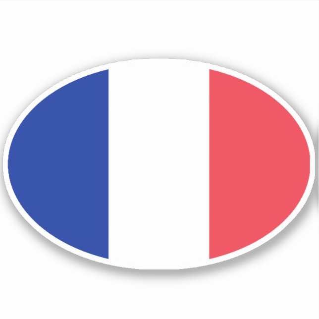 Fahne Frankreich Oval Aufkleber (Vorderseite)