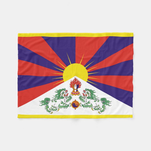 Fahne "Free Tibet" Fleecedecke (Vorderseite (Horizontal))