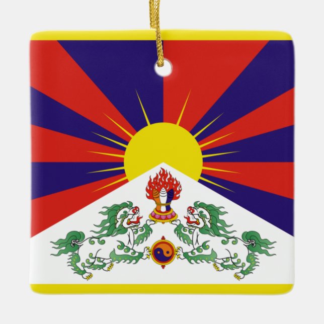 Fahne "Free Tibet" Keramikornament (Vorderseite)