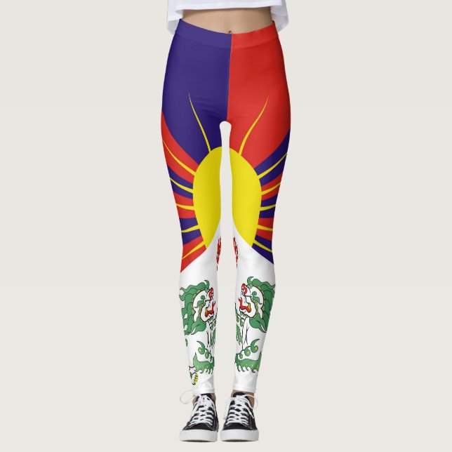 Fahne "Free Tibet" Leggings (Vorderseite)
