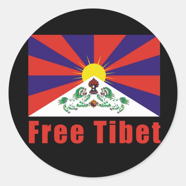 Fahne "Freies Tibet" Runder Aufkleber (Vorderseite)