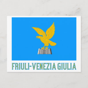 Fahne Friaul-Julisch Venetien mit Namen Postkarte