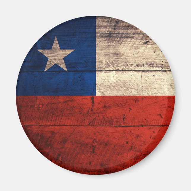 Fahne für alten Chile aus Holz Magnet (Vorne)